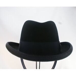 Vintage Dorfman Pacific Fedora Hat Black 100% Wool Felt USA Made Large